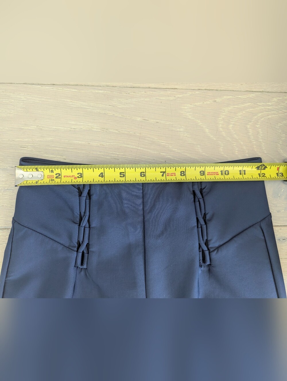 CARBON 38 Navy Wide Leg Trousers with High Rise Waist; Size S, 33.5" Inseam - Picture 8 of 9